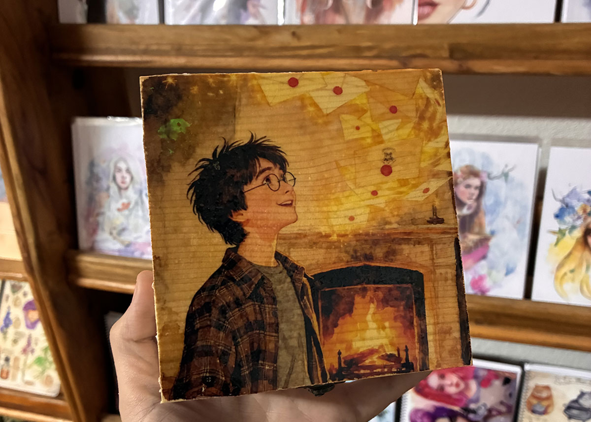 Transferencia de foto sobre caja de madera