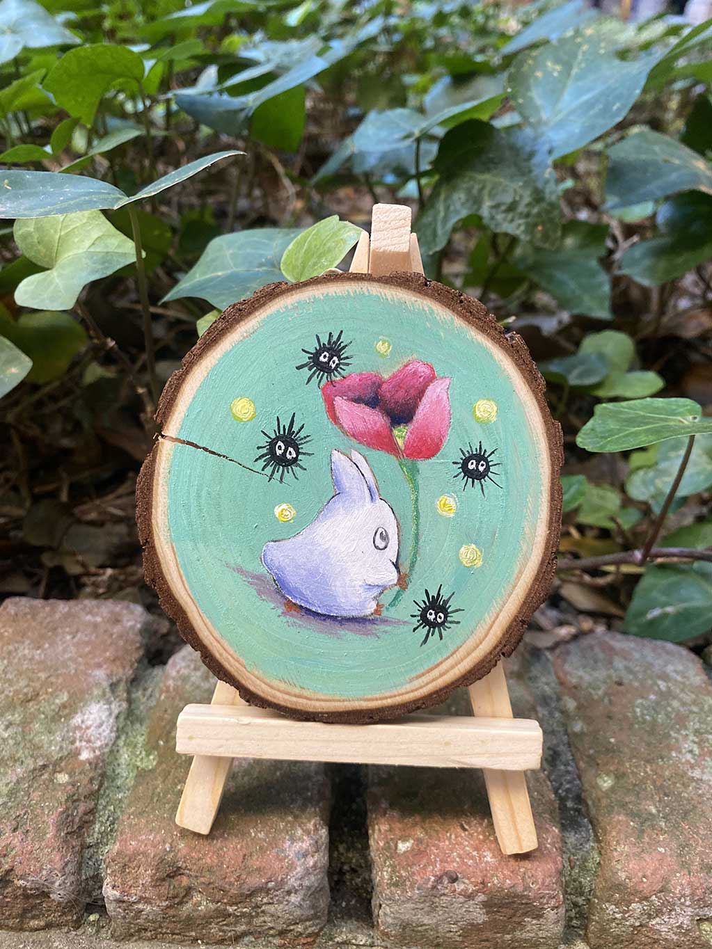 taller CupCanvas pintar rodaja de madera Studio Ghibli