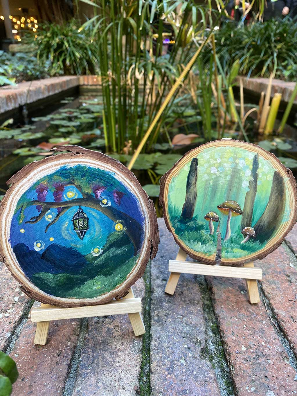 taller creativo CupCanvas pintar rodaja de madera